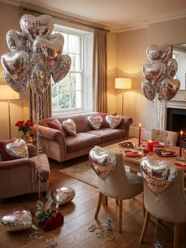 Воздушные шары фольгированные 18" сердце"Мое сердце, металлик", набор 5 штук