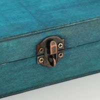 Шкатулка сундук дерево "Амадео" голубая 21,5х8,7х6 см