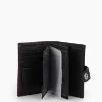 Портмоне мужское на кнопке, 3 в 1, для автодокументов и паспорта, 2 отдела, для карт, для монет, цвет чёрный/кофе