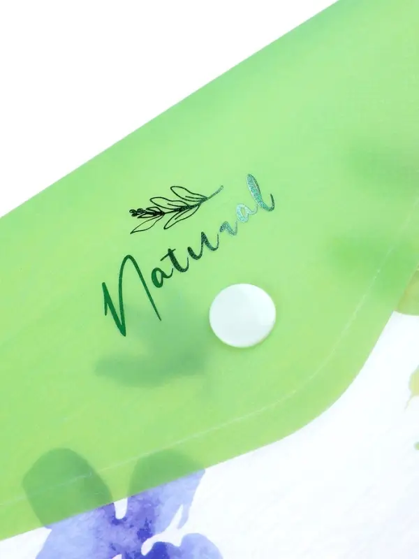 Папка-конверт А5 Hatber "NATURAL BLUE FLOWERS", на кнопке, пластик 180мкм, текстур с печат