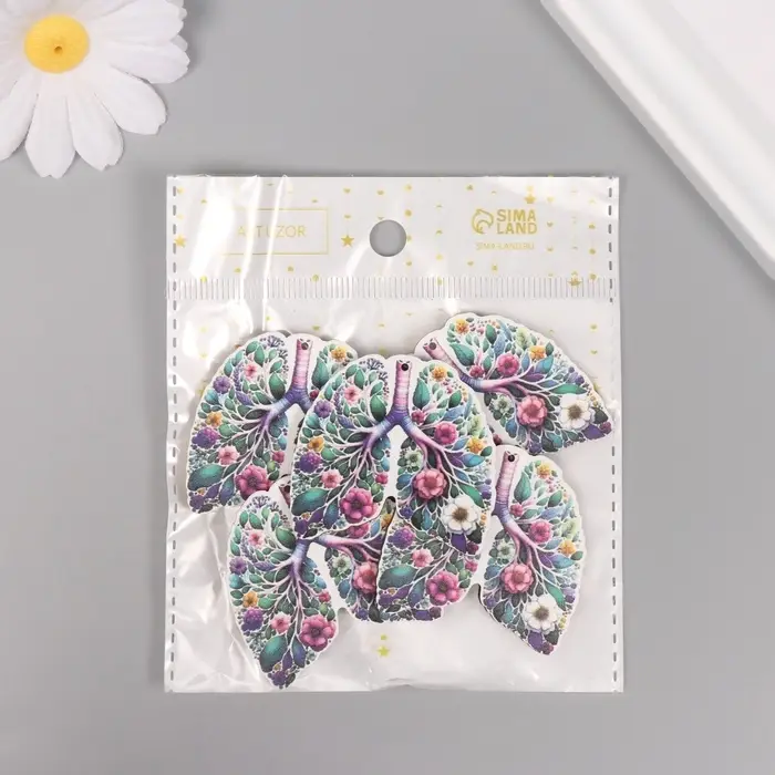 Декор для творчества дерево "Лёгкие. Цветы" 4,2х4,4х0,3 см