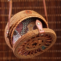 Сумка плетеная ротанг "Мандала" красный, 20х6х70 см