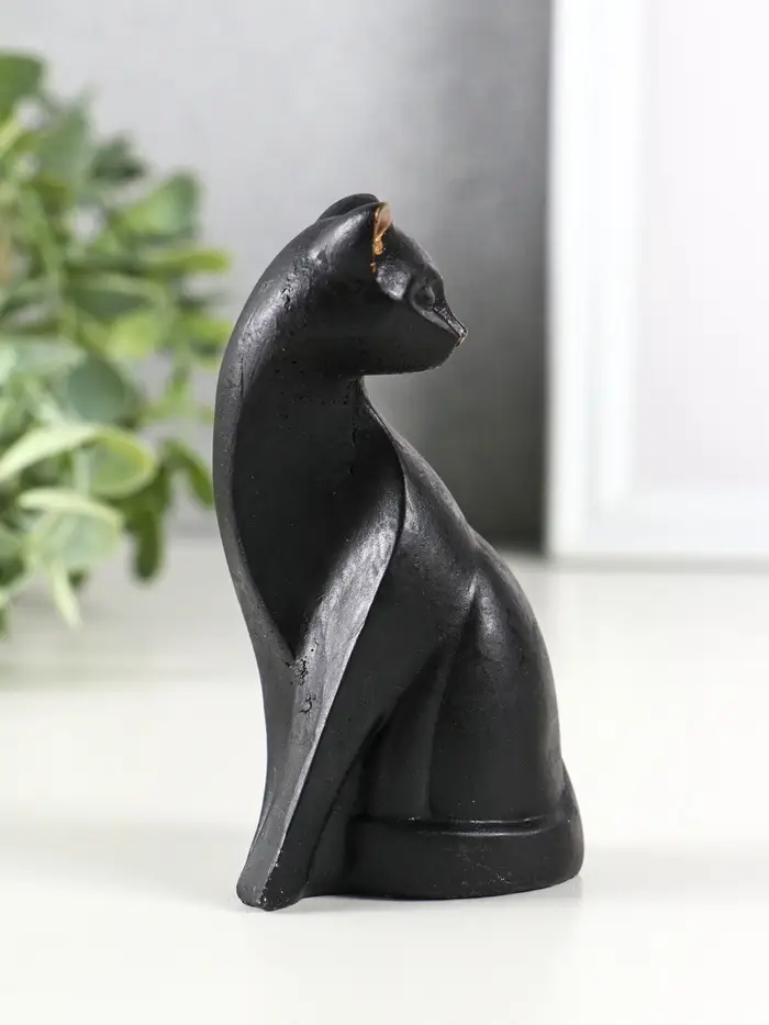 Фигура гипс "Кошка геометрия", 11х6 см, черный