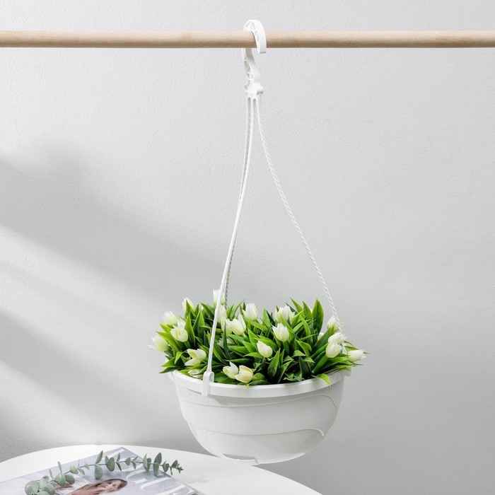 Кашпо уличное с прикорневым поливом &laquo;Мальва&raquo;, 4,7 л, цвет белый