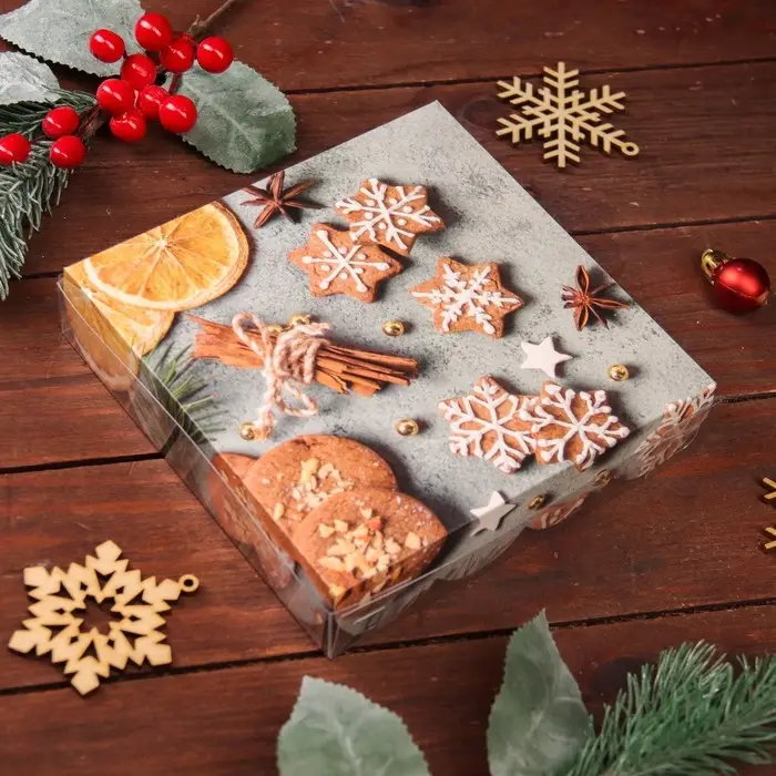 Коробка для печенья, &laquo;С Новым годом!&raquo;, 15&times;15&times;3 см, Новый год