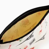 Косметичка-пенал на молнии, плоская, с рисунком, бежевая