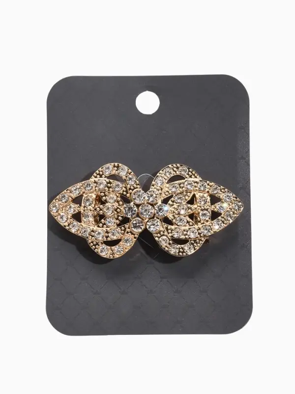 Зажим для кардигана "Ажур", шип, цвет белый в золоте