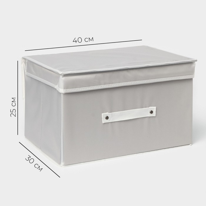 Короб стеллажный для хранения с крышкой LaDо́m, 40&times;30&times;25 см, цвет серый