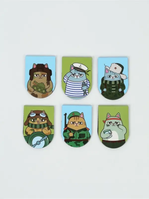 Закладки магнитные для книг, 6 шт "С 23 февраля"