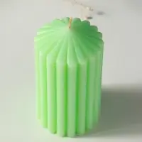 Свеча-цилиндр 7х14 см, 370 гр, рифлёная, мята