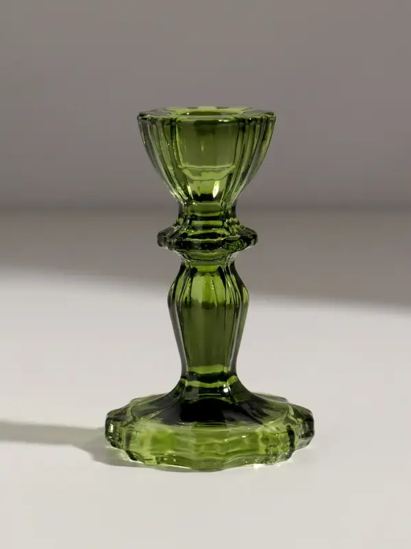 Подсвечник стекло "Бутон на ножке" зелёный d=2 см 7х7х11 см