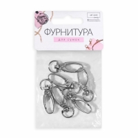 Карабин металлический, 38 &times; 12 мм / 10 &times; 1 мм, 6 шт, цвет серебряный