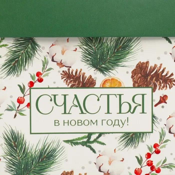 Коробка подарочная новогодняя складная &laquo;Новогодние ветки&raquo;, 10 х 10 х 10 см