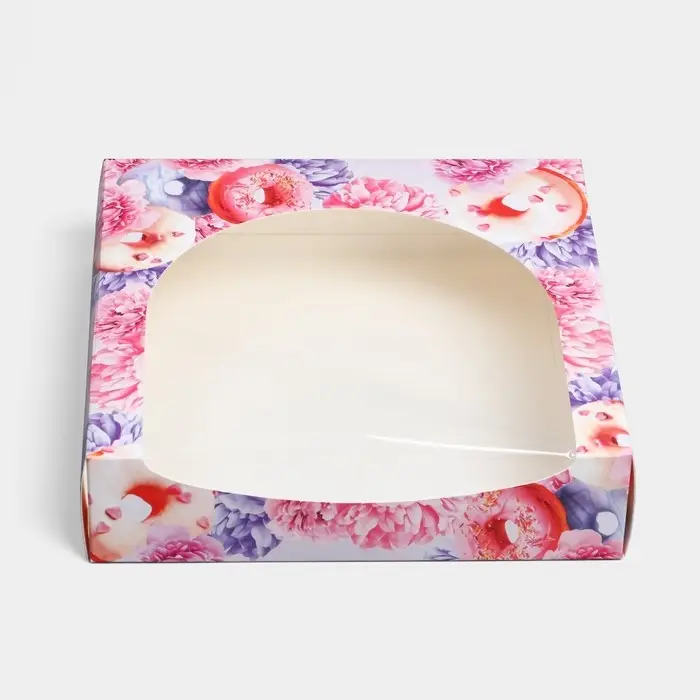 Кондитерская упаковка, коробка с PVC окном, &laquo;Пончики&raquo;, 20 х 20 х 5 см