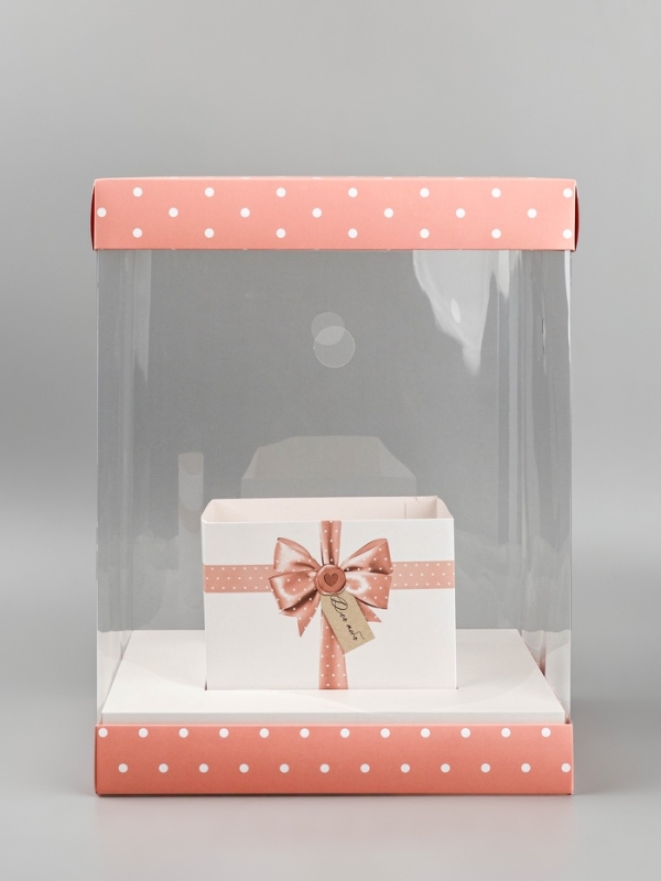 Коробка для цветов с вазой и PVC окнами складная &laquo;Для тебя&raquo;, 23 х 30 х 23 см