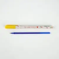 Ручка пластик пиши-стирай с колпачком "Ты-цветочек", синяя паста, гелевая 0,5 мм