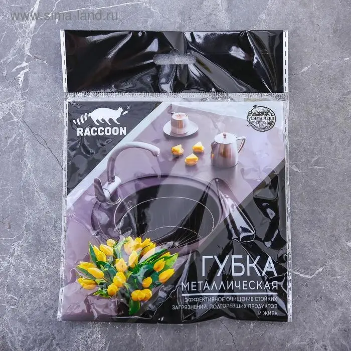 Губка для посуды металлическая Raccoon, спираль оцинкованная, 30 гр