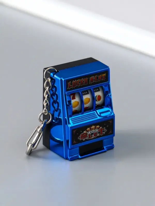 Брелок пластик "Игровой автомат - казино" синий 2,7х3,4х5 см