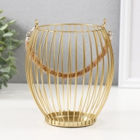 Подсвечник металл, текстиль на 1 свечу "Корзина" d=10 см бронза 15х15х17 см