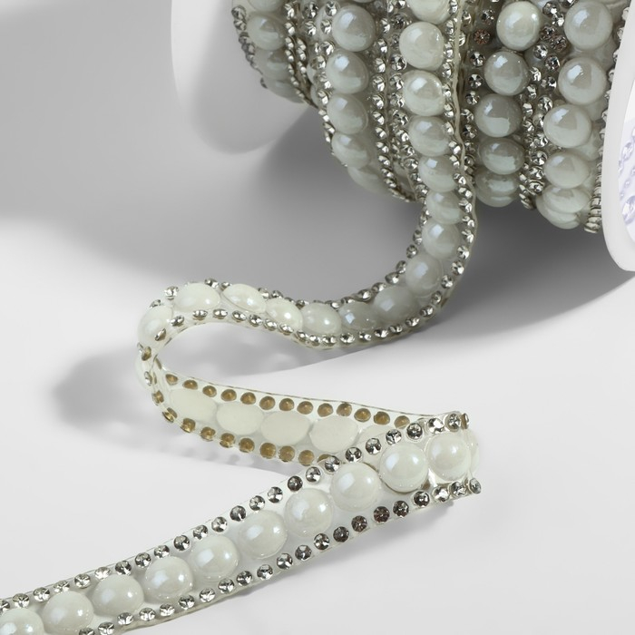 Стразы и бусины термоклеевые, ширина - 11 мм, 4,5 &plusmn; 0,5 м, цвет серебряный