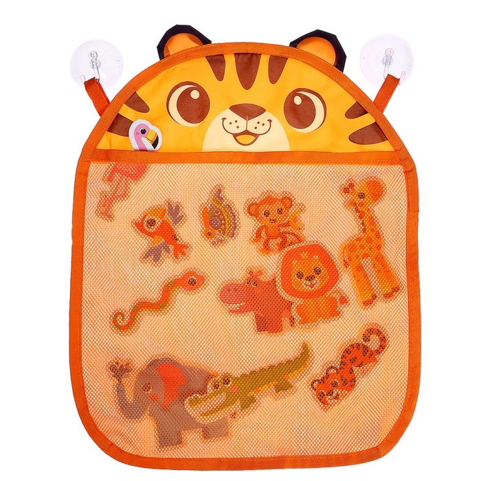 Игровой набор для ванной &laquo;Жители Африки&raquo;, сетка для хранения, игрушки