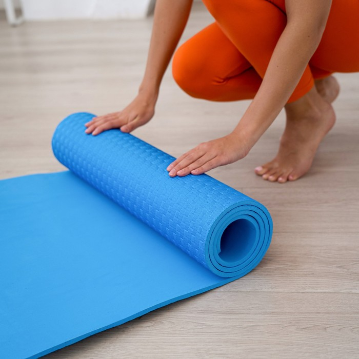 Коврик для йоги Sangh, 183х61х0,7 см, цвет синий
