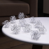 Гирлянда &laquo;Нить&raquo; роса 5 см, с насадками &laquo;Снежки&raquo;, IP20, серебристая нить, 10 LED, батарейки ААх2 (не в комплекте), свечение тёплое белое