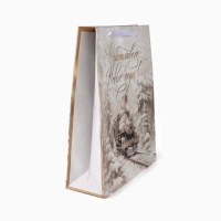 Новый год. Пакет подарочный новогодний крафтовый вертикальный &laquo;С Новым годом&raquo;, поезд, L 31 х 40 х 11.5 см , Новый год