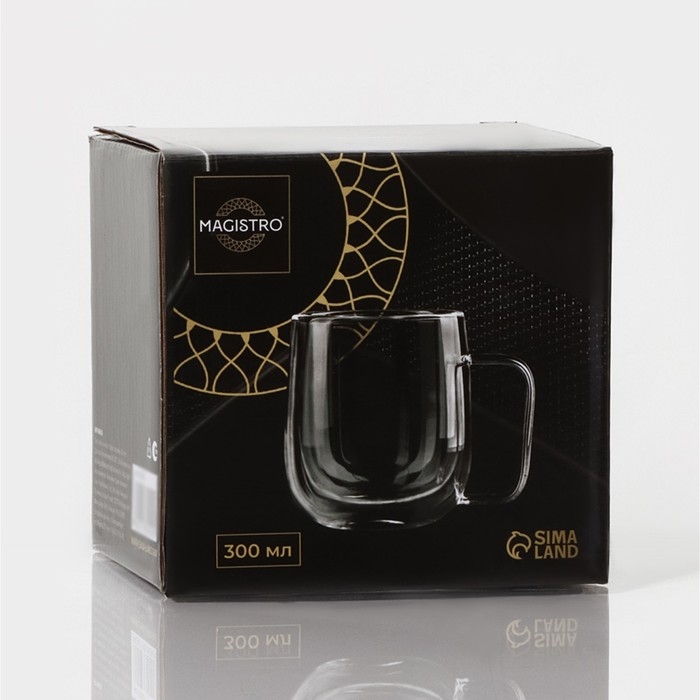 Кружка стеклянная с двойными стенками Magistro &laquo;Адель&raquo;, 300 мл