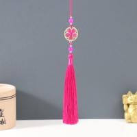 Подвеска текстиль, металл "Цветок в оправе" фуксия 1х3х19,5 см