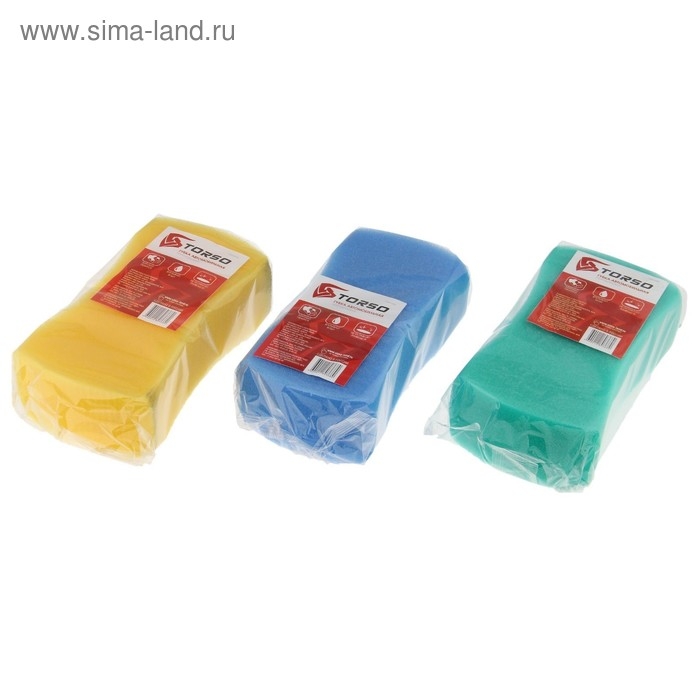 Губка автомобильная TORSO поролоновая, МИКС 190х110х60 мм