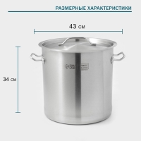 Кастрюля из нержавеющей стали Hanna Kn&ouml;vell HoReCa, 40 л, толщина 0,8 мм, 201 сталь, с крышкой