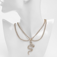 Новый год! Символ года 2025! Кулон &laquo;Змея&raquo;, цвет белый в золоте