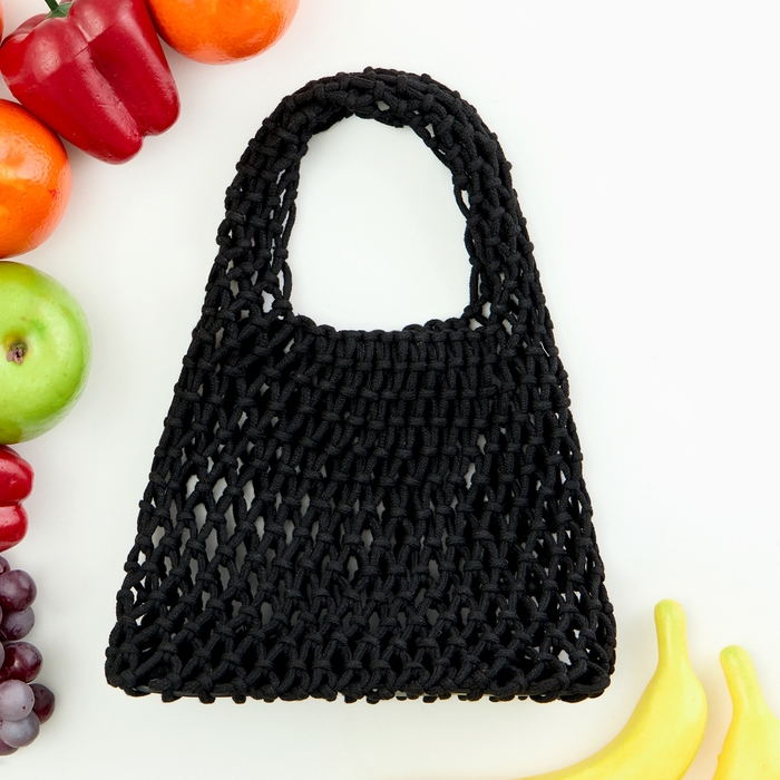 Авоська 20 х 30 см, ручка 10 см, клетка 1.5 см, черная