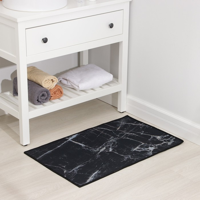 Коврик для дома Доляна &laquo;Мрамор&raquo;, 50&times;80 см, цвет чёрный