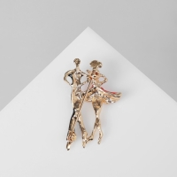 Брошь &laquo;Танцоры&raquo; пара, цвет красно-чёрный в золоте