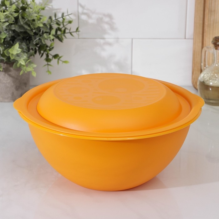 Миска салатница Martika, 3 л, с крышкой, пластик, МИКС