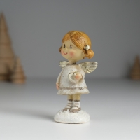 Сувенир полистоун "Ангелочек с хвостиками, в сером платьице" МИКС 4,5х3,5х8,5 см