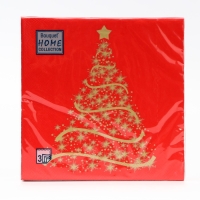 Новый год. Салфетки бумажные Home Classic "Волшебная ель на красном", 3 слоя,33x33, 20 листов