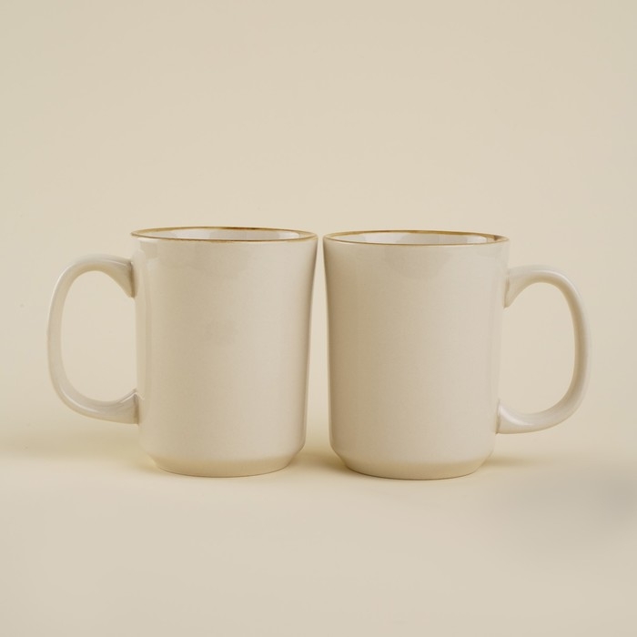 Набор кружек фарфоровых SL Home &laquo;Леггеро&raquo;, 400 мл, цвет бежевый