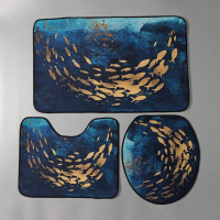 Коврики для ванной и туалета Доляна &laquo;Рыбки&raquo;, 3 шт: 50&times;80 см, 50&times;40 см, 40&times;43 см