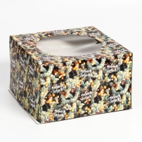 Новый год. Коробка для торта новогодняя с окном &laquo;Ветки ели&raquo;, 30 х 30 х 19 см