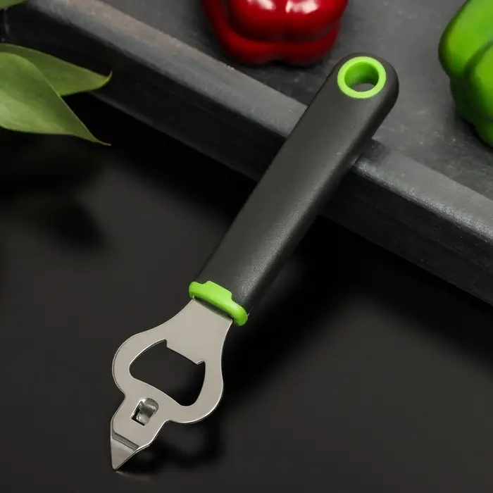 Нож консервный Доляна Lime, 18&times;4,5 см, цвет чёрно-зелёный