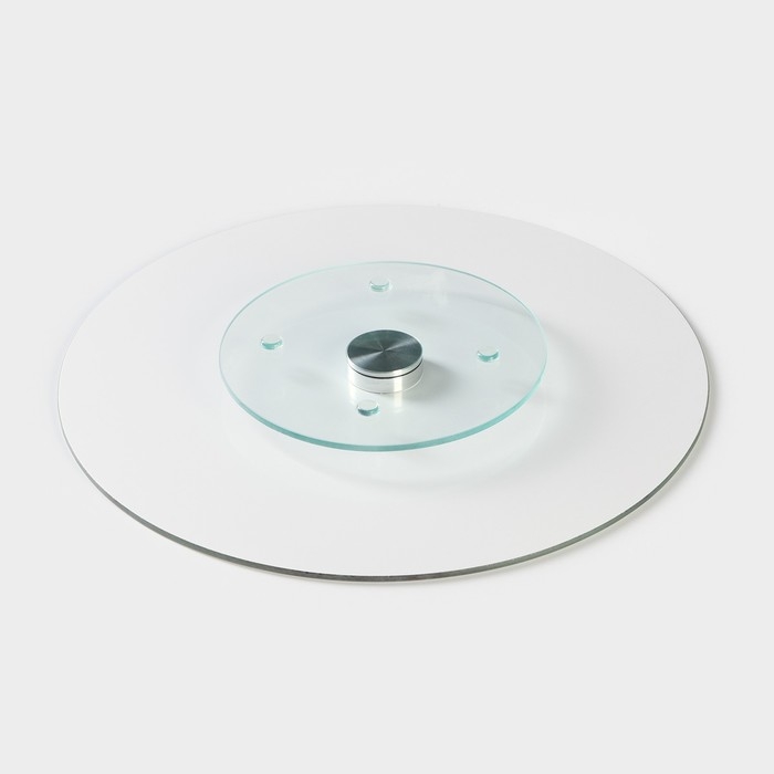 Подставка стеклянная для торта вращающаяся Доляна &laquo;Голубой агат&raquo;, d=32 см, цвет синий