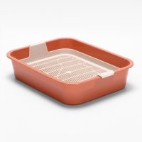 Туалет "Мур-мяу" для кошек с сеткой 33,2 х 25,6 х 7,2 см, коралловая