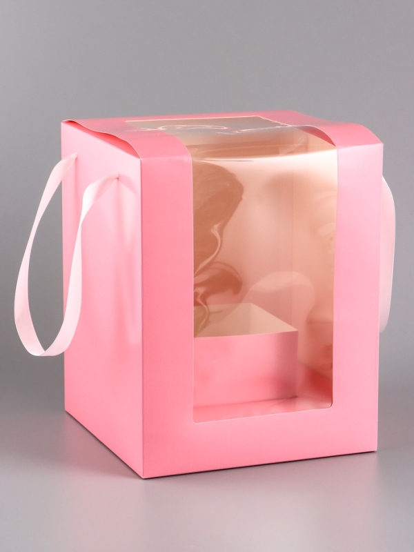 Коробка для цветов, 20 х 20 х 25 см, розовая