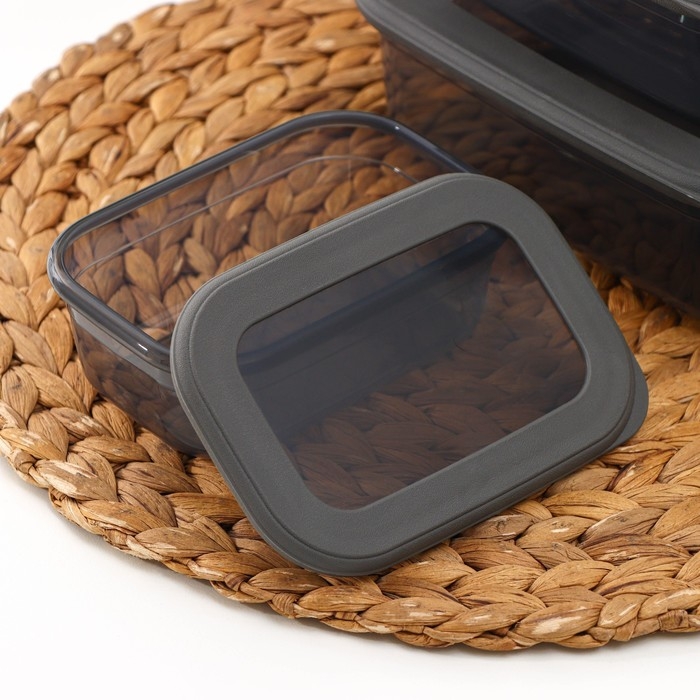 Набор пищевых контейнеров «Респект», 3 шт: 400 мл, 700 мл, 1.2 л, цвет прозрачный, крышка серая Набор пищевых контейнеров «Респект», 3 шт: 400 мл, 700 мл, 1.2 л, цвет прозрачный, крышка серая