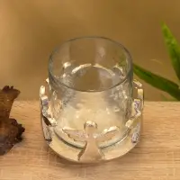 Подсвечник со стеклом "Ангелочки" алюминий 11х11х11 см