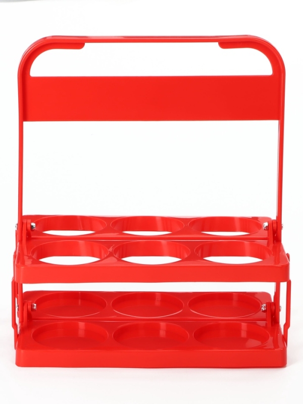Переноска, подставка для 6 бутылок, 33 х 27,2 х 18 см, внутренний диаметр 7,8 см, красный