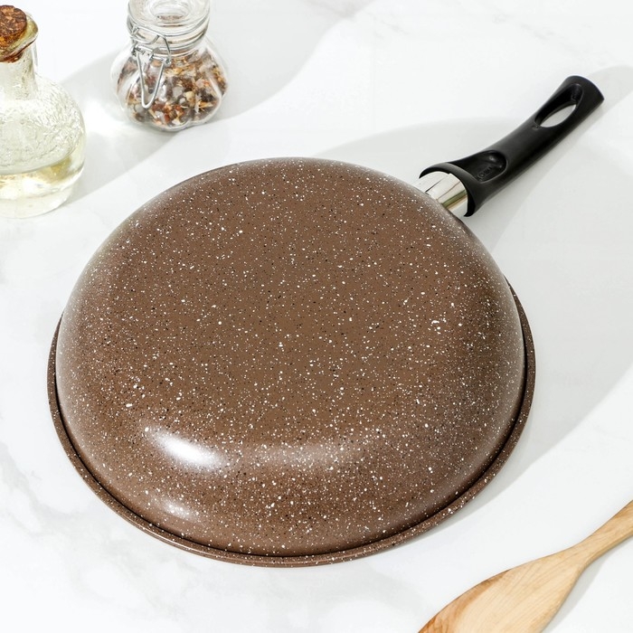 Сковорода Rock, d=25 см, пластиковая ручка, антипригарное покрытие, цвет коричневый